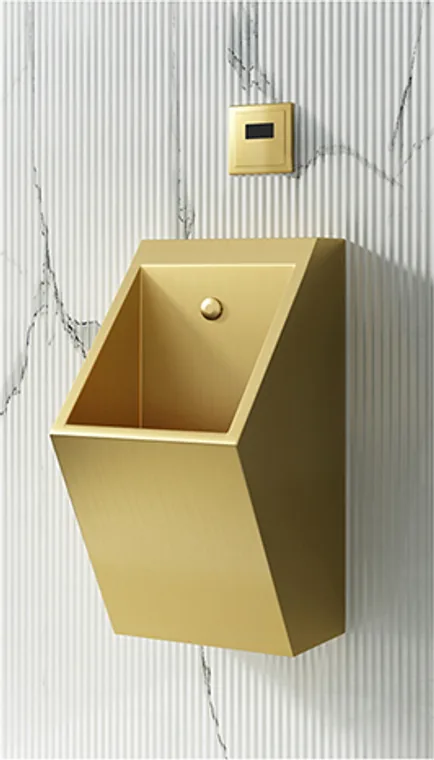A stainless steel urinal designed for commercial bathroom, hospitality and public sanitary projects.
