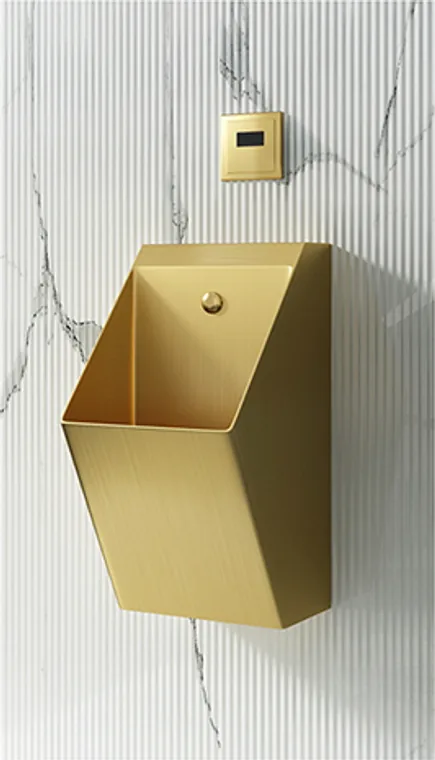 A stainless steel urinal designed for commercial bathroom, hospitality and public sanitary projects.