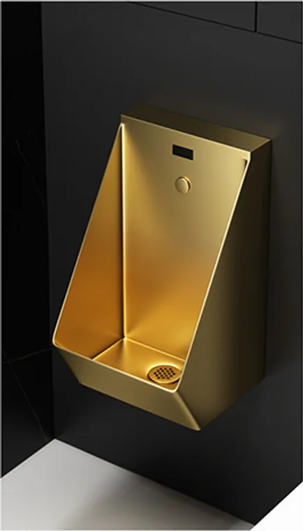 A stainless steel urinal designed for commercial bathroom, hospitality and public sanitary projects.