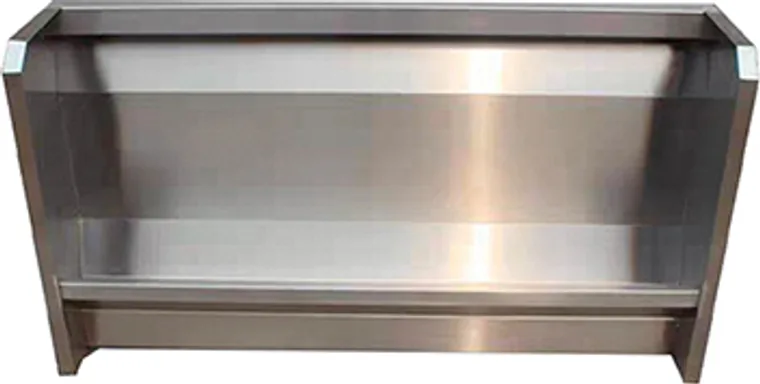 A stainless steel customized urinal designed for commercial bathroom, hospitality and public sanitary projects.