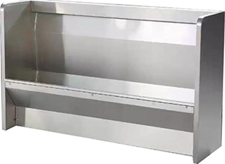 A stainless steel customized urinal designed for commercial bathroom, hospitality and public sanitary projects.