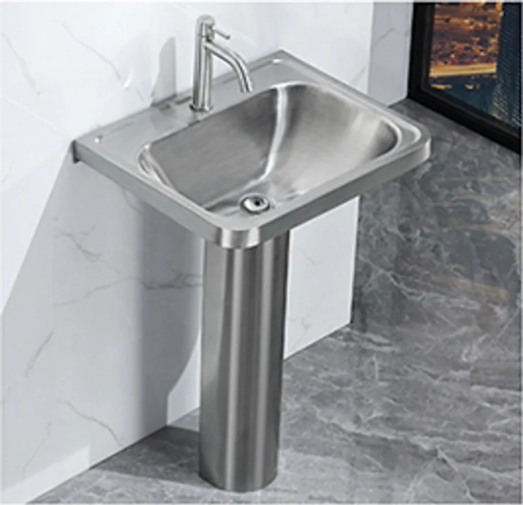 A stainless steel hanging basin designed for commercial bathroom, hospitality and public sanitary projects.