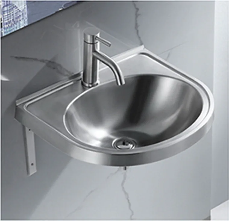 A stainless steel hanging basin designed for commercial bathroom, hospitality and public sanitary projects.
