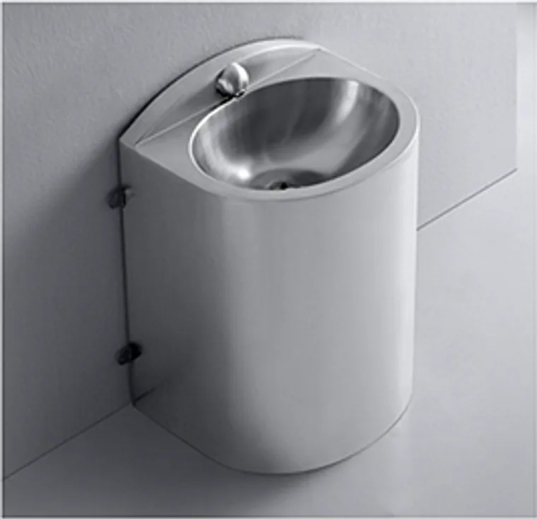 A stainless steel hanging basin designed for commercial bathroom, hospitality and public sanitary projects.