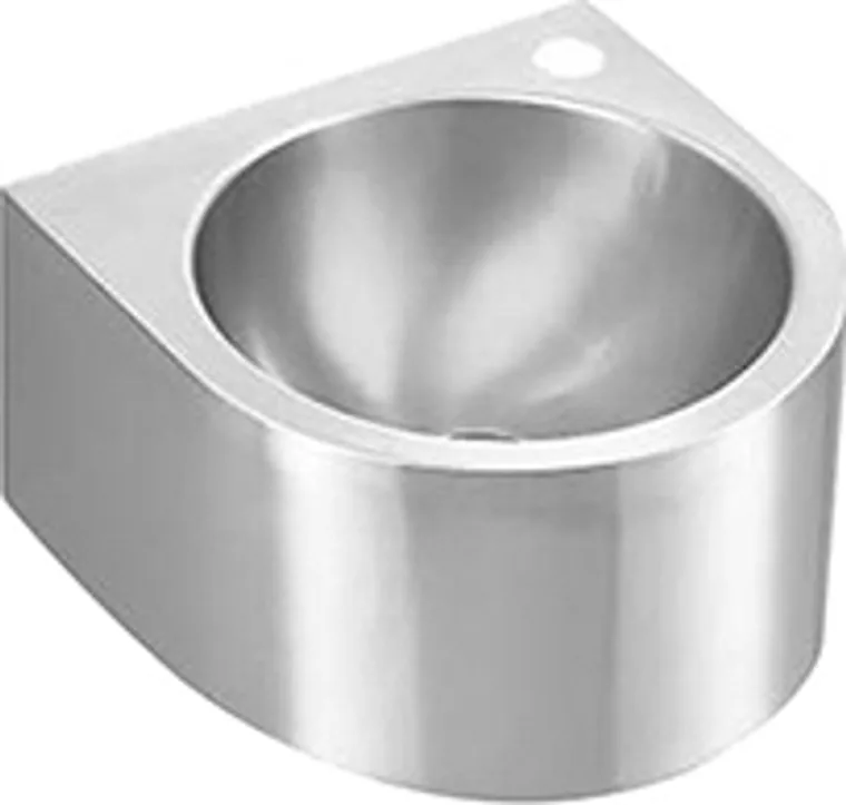 A stainless steel hanging basin designed for commercial bathroom, hospitality and public sanitary projects.
