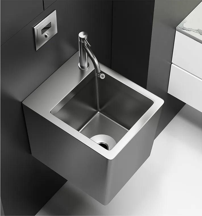 A stainless steel mop pool / vomiting pool designed for commercial bathroom, hospitality and public sanitary projects.