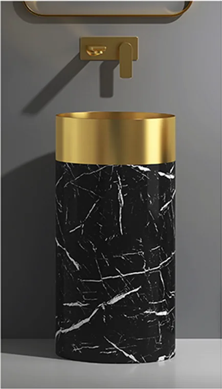 A stainless steel pedestal basin designed for commercial bathroom, hospitality and public sanitary projects.