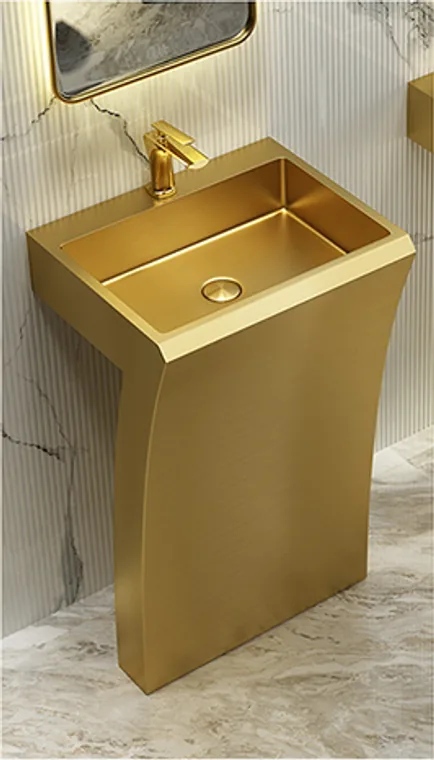 A stainless steel pedestal basin designed for commercial bathroom, hospitality and public sanitary projects.