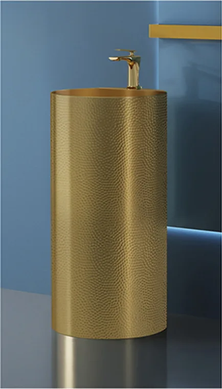 A stainless steel pedestal basin designed for commercial bathroom, hospitality and public sanitary projects.