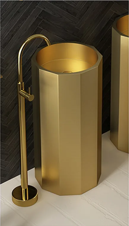 A stainless steel pedestal basin designed for commercial bathroom, hospitality and public sanitary projects.
