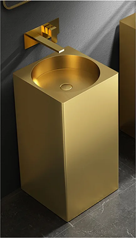 A stainless steel pedestal basin designed for commercial bathroom, hospitality and public sanitary projects.
