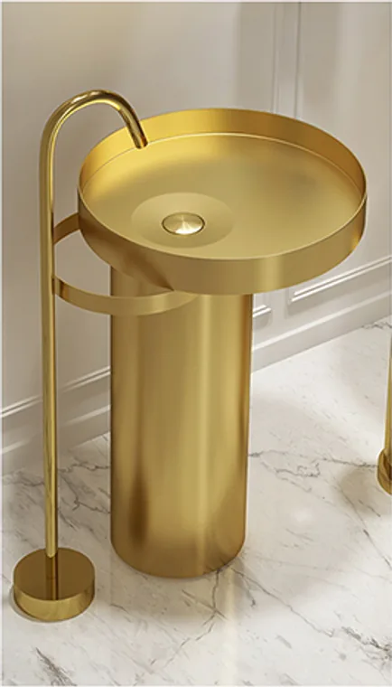 A stainless steel pedestal basin designed for commercial bathroom, hospitality and public sanitary projects.