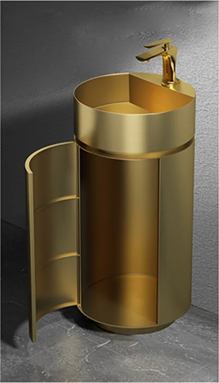 A stainless steel pedestal basin designed for commercial bathroom, hospitality and public sanitary projects.