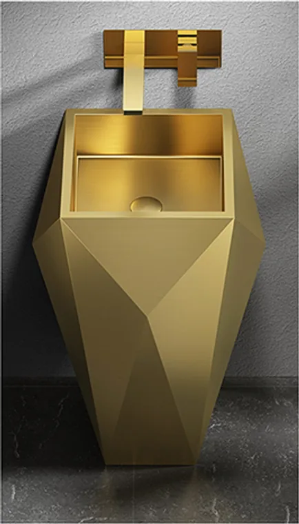 A stainless steel pedestal basin designed for commercial bathroom, hospitality and public sanitary projects.