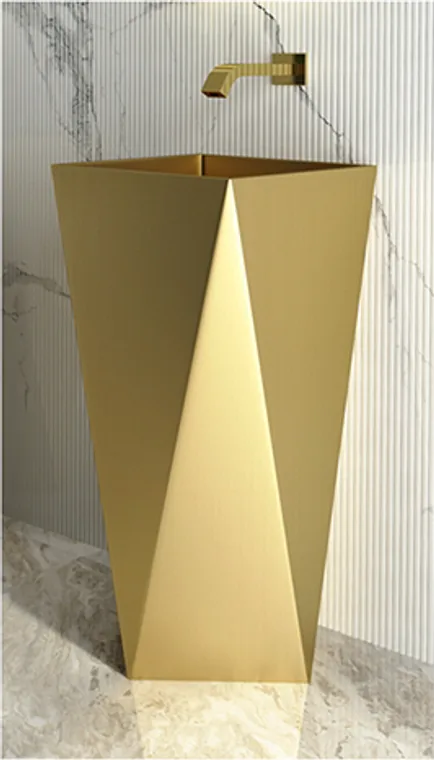 A stainless steel pedestal basin designed for commercial bathroom, hospitality and public sanitary projects.