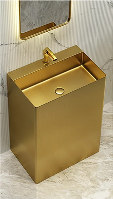 A stainless steel pedestal basin designed for commercial bathroom, hospitality and public sanitary projects.