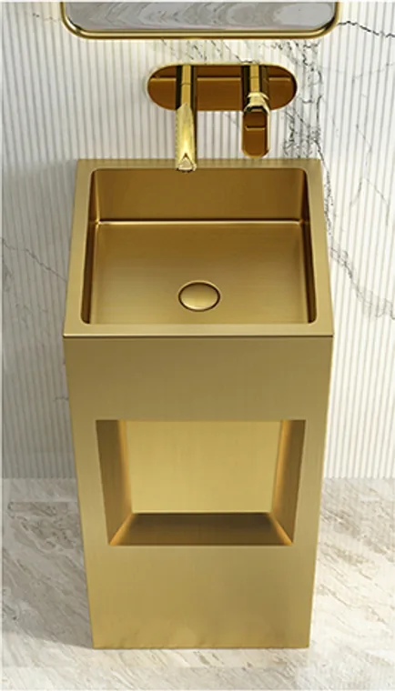 A stainless steel pedestal basin designed for commercial bathroom, hospitality and public sanitary projects.