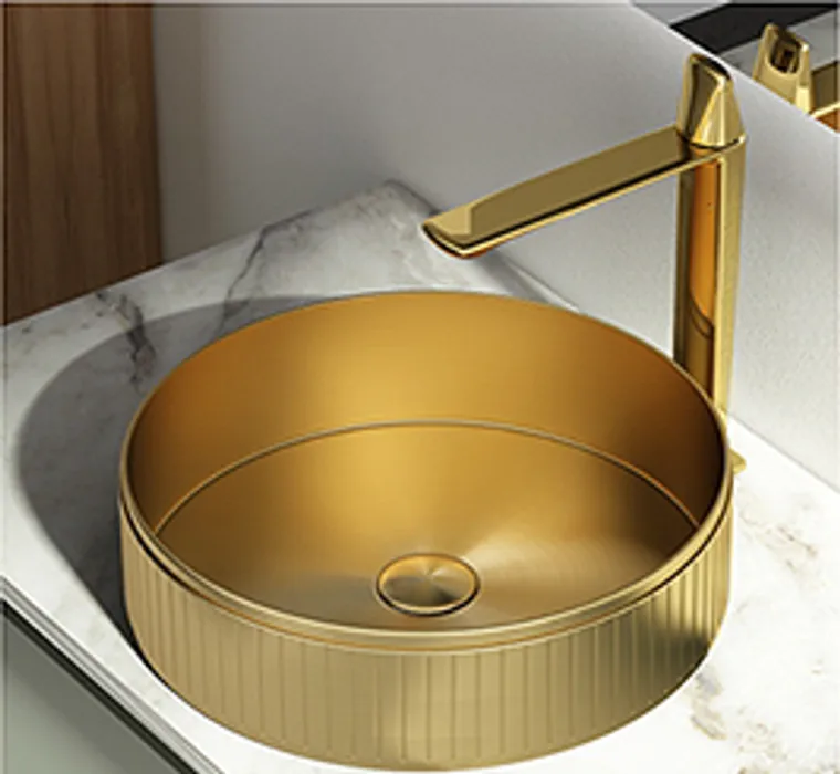 A stainless steel countertop basin designed for commercial bathroom, hospitality and public sanitary projects.