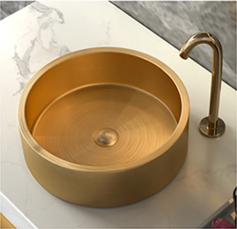 A stainless steel countertop basin designed for commercial bathroom, hospitality and public sanitary projects.