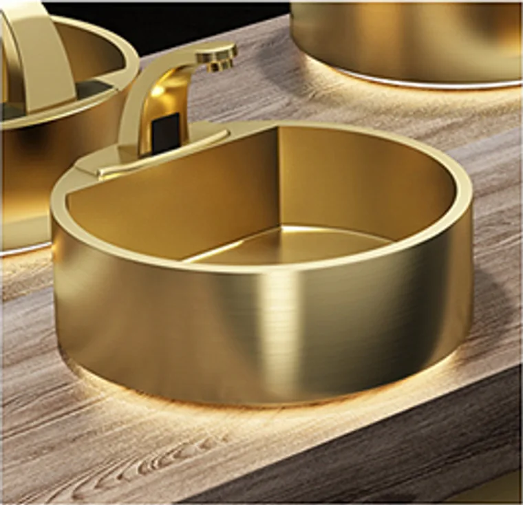 A stainless steel countertop basin designed for commercial bathroom, hospitality and public sanitary projects.