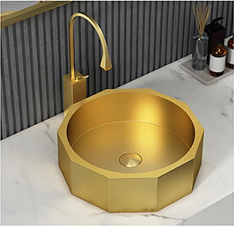 A stainless steel countertop basin designed for commercial bathroom, hospitality and public sanitary projects.