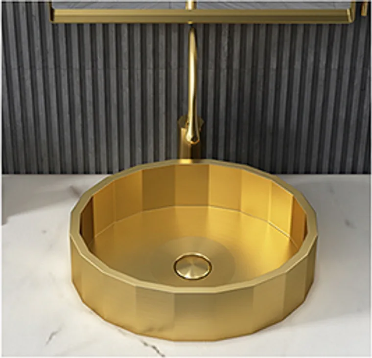 A stainless steel countertop basin designed for commercial bathroom, hospitality and public sanitary projects.