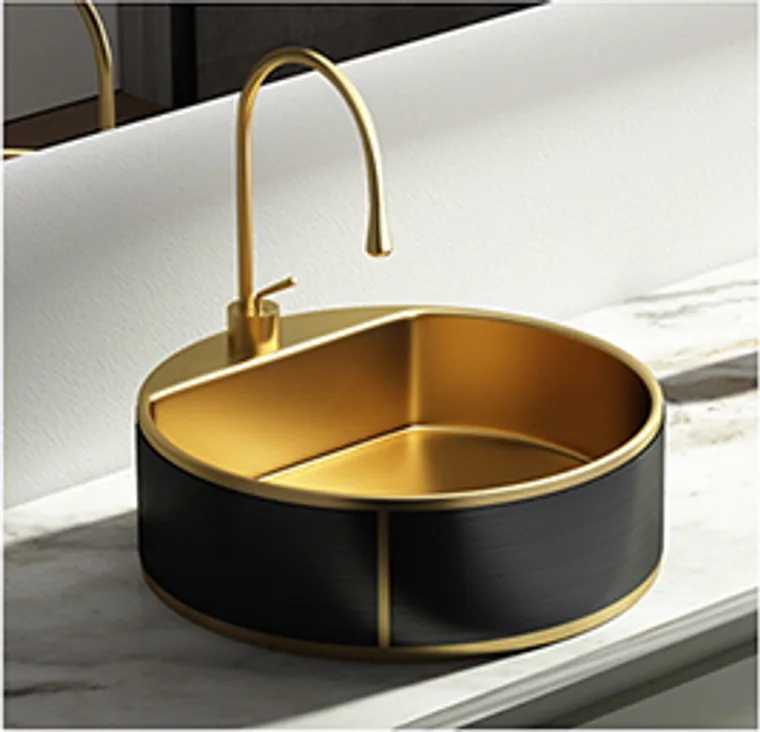 A stainless steel countertop basin designed for commercial bathroom, hospitality and public sanitary projects.