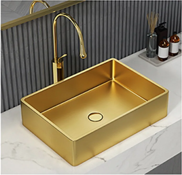 A stainless steel countertop basin designed for commercial bathroom, hospitality and public sanitary projects.
