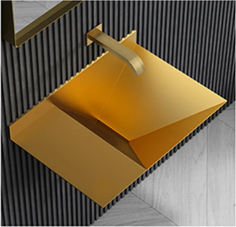 A stainless steel counter basin designed for commercial bathroom, hospitality and public sanitary projects.