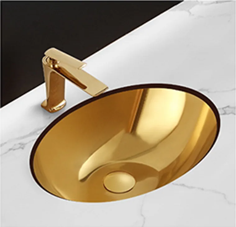 A stainless steel counter basin designed for commercial bathroom, hospitality and public sanitary projects.