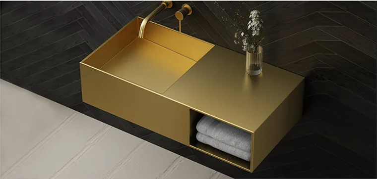 A stainless steel customized pedestal basin designed for commercial bathroom, hospitality and public sanitary projects.