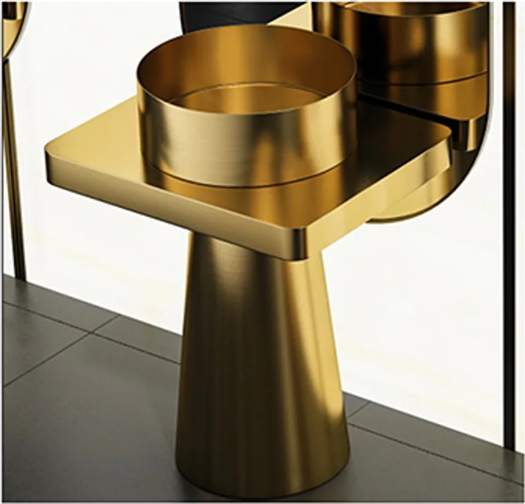 A stainless steel customized pedestal basin designed for commercial bathroom, hospitality and public sanitary projects.