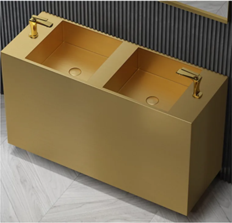 A stainless steel customized pedestal basin designed for commercial bathroom, hospitality and public sanitary projects.