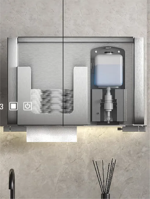 A stainless steel prison hardware mirror cabinet designed for commercial bathroom, hospitality and public sanitary projects.